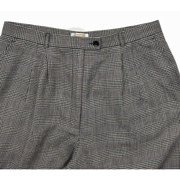 VTG Y2K Talbots Glen Plaid Wool High Rise Pleated Pants Old Money Preppy 16 - Picture 2 of 16